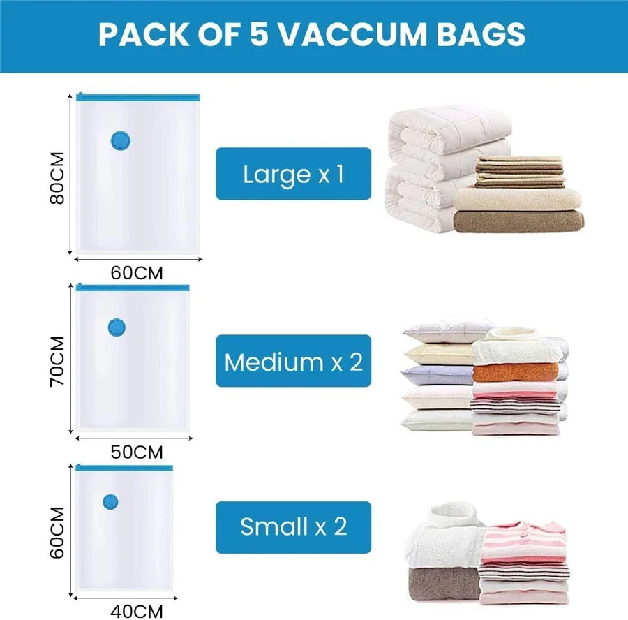 Reusable Ziplock Vacuum Storage Space Saver Plastic Bags