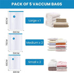 Reusable Ziplock Vacuum Storage Space Saver Plastic Bags