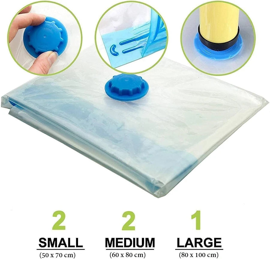 Reusable Ziplock Vacuum Storage Space Saver Plastic Bags