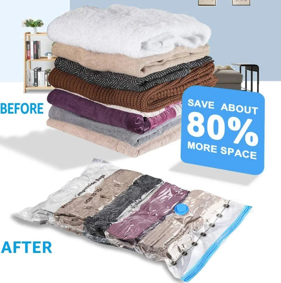 Reusable Ziplock Vacuum Storage Space Saver Plastic Bags