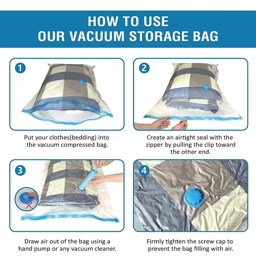 Reusable Ziplock Vacuum Storage Space Saver Plastic Bags