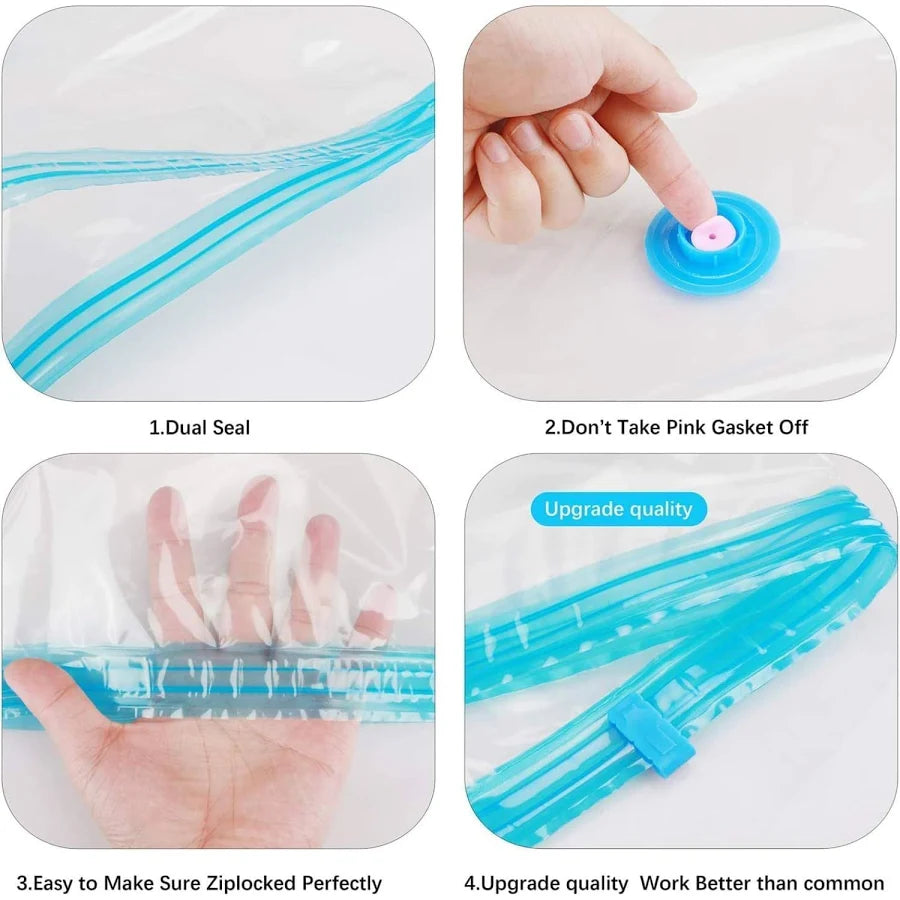 Reusable Ziplock Vacuum Storage Space Saver Plastic Bags